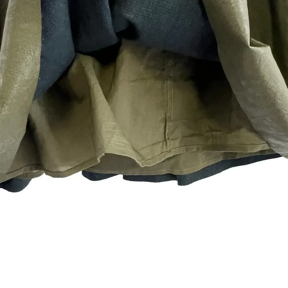 Anthropologie Faux Leather Olive Green Pleated Mini Skirt Women XS Indie Preppy